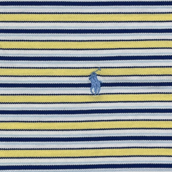 Polo Ralph Lauren Golf Fit Short Sleeve Shirt Men's L Striped Yellow Blue Preppy - Picture 4 of 15